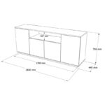 Μπουφές Placefol μελαμίνης λευκό-φυσικό 180x44.5x75εκ - Image 4