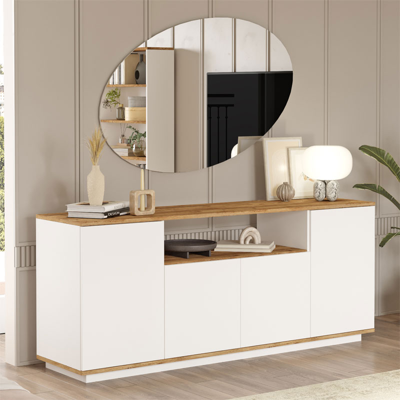 product_pako_176-000137 Μπουφές Placefol μελαμίνης λευκό-φυσικό 180x44.5x75εκ - Image 1