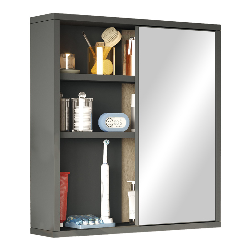 product_pako_176-000195 Ντουλάπι μπάνιου Bagno με καθρέπτη σε ανθρακί απόχρωση 60x14.5x63.6εκ - Image 1
