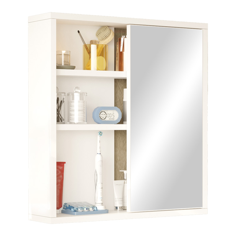 product_pako_176-000197 Ντουλάπι μπάνιου Bagno με καθρέπτη σε λευκή απόχρωση 60x14.5x63.6εκ - Image 1