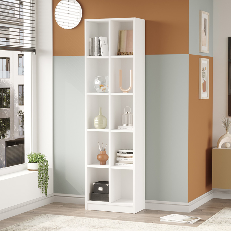 product_pako_176-000199 Βιβλιοθήκη Oteca 10θέσεων σε λευκή απόχρωση 51.1x25.4x180εκ - Image 1