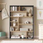 Βιβλιοθήκη Decora σε φυσική-ανθρακί απόχρωση 90x22x123.6εκ - Image 3