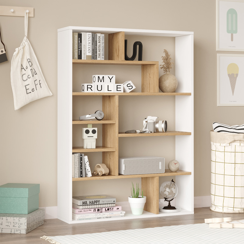 product_pako_176-000204 Βιβλιοθήκη Decora σε oak-λευκό απόχρωση 90x22x123.6εκ - Image 1