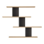 Ραφιέρα τοίχου Zaka σε φυσική-ανθρακί απόχρωση 98.7x14.5x78εκ - Image 4