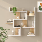 Ραφιέρα τοίχου Maze λευκό με oak 93,3x14,5x90εκ - Image 2