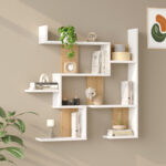 Ραφιέρα τοίχου Maze λευκό με oak 93,3x14,5x90εκ