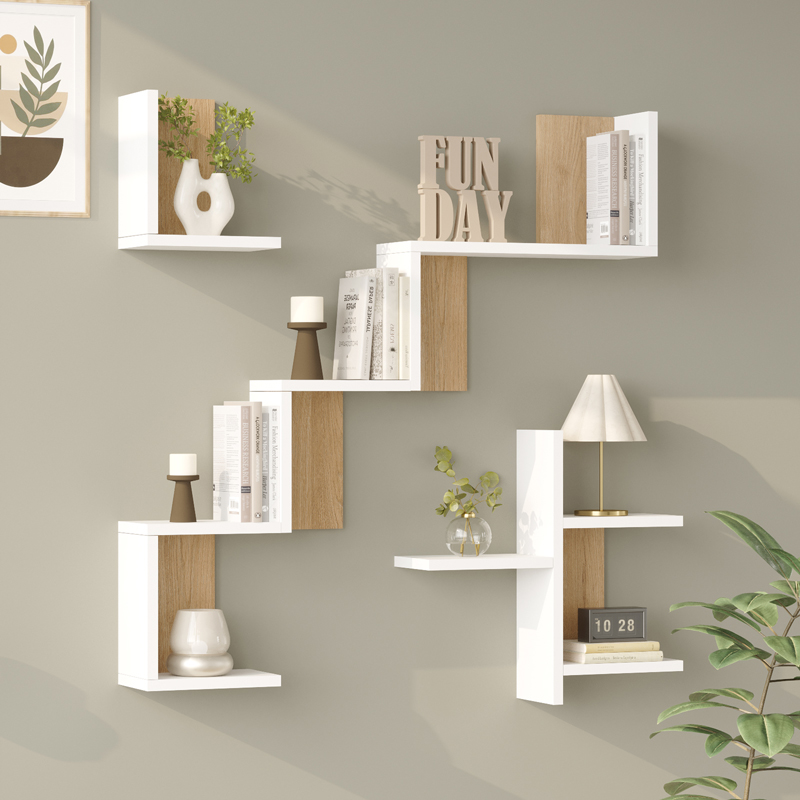 product_pako_176-000241 Ραφιέρα τοίχου Verso λευκό με oak 99,4x14,5x103εκ - Image 1