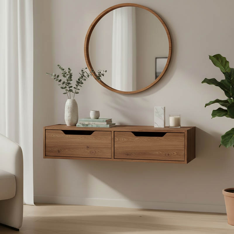 product_pako_184-000025 Κονσόλα επιτοίχια Alberto σε καρυδί απόχρωση 100x32.5x22εκ - Image 1