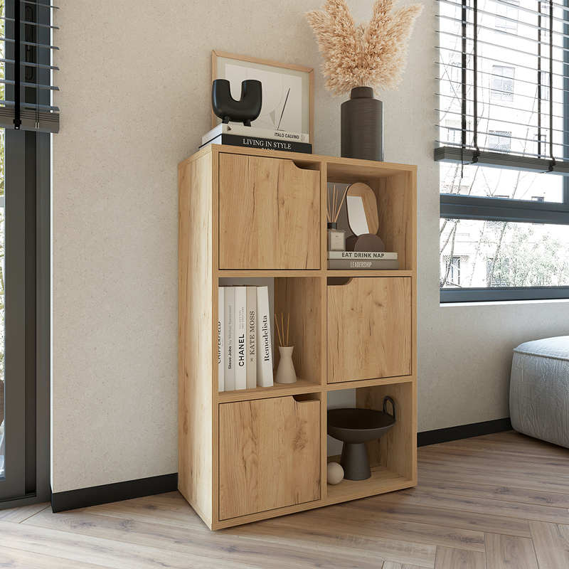 product_pako_184-000102 Βιβλιοθήκη Bookel μελαμίνης σε oak απόχρωση 59.5x27.5x89εκ - Image 1