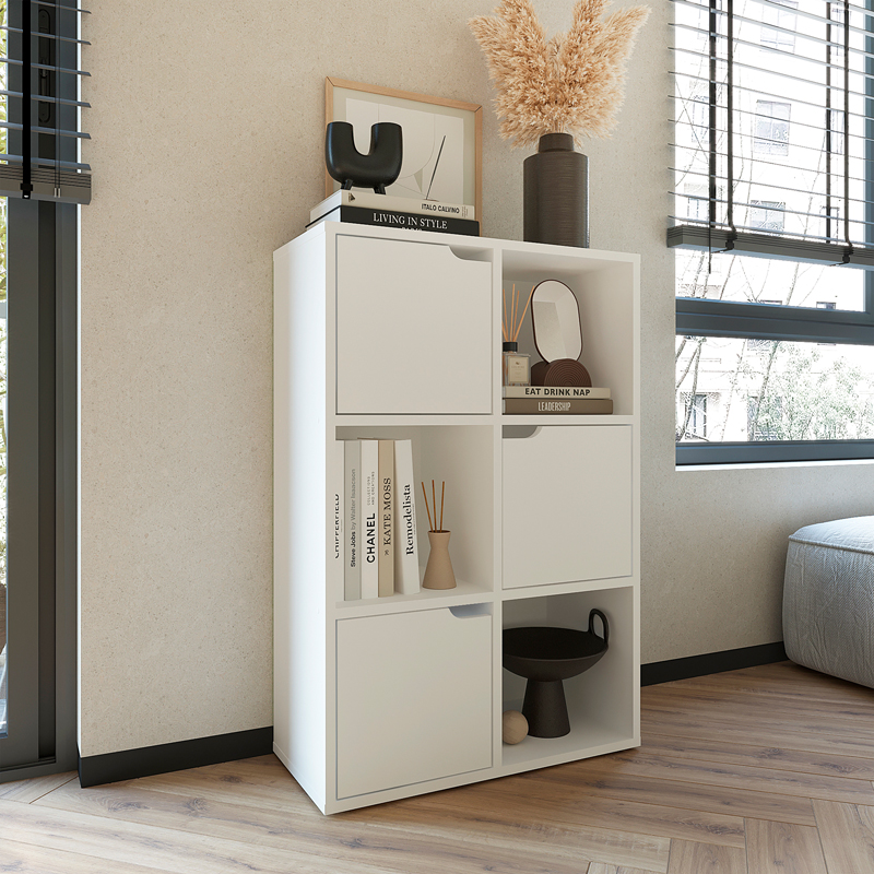 product_pako_184-000103 Βιβλιοθήκη Bookel μελαμίνης σε λευκή απόχρωση 59.5x27.5x89εκ - Image 1