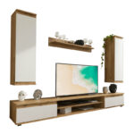 Σύνθετο σαλονιού Sandro καρυδί-λευκό 175x37x160εκ