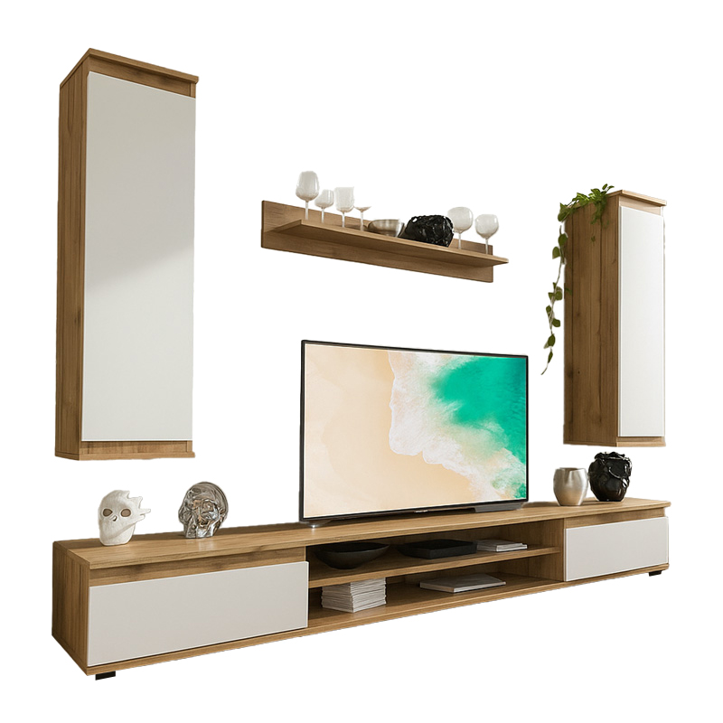 product_pako_192-000025 Σύνθετο σαλονιού Sandro καρυδί-λευκό 175x37x160εκ - Image 1