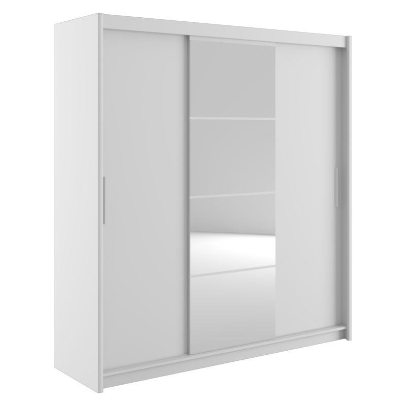 product_pako_192-000026 Ντουλάπα ρούχων Elodie τρίφυλλη καθρέπτης συρόμενη λευκό 200x61x216εκ - Image 1