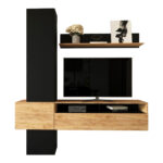 Σύνθετο σαλονιού Wendy σε oak-μαύρη απόχρωση 195.1x37.3x219.1εκ - Image 2