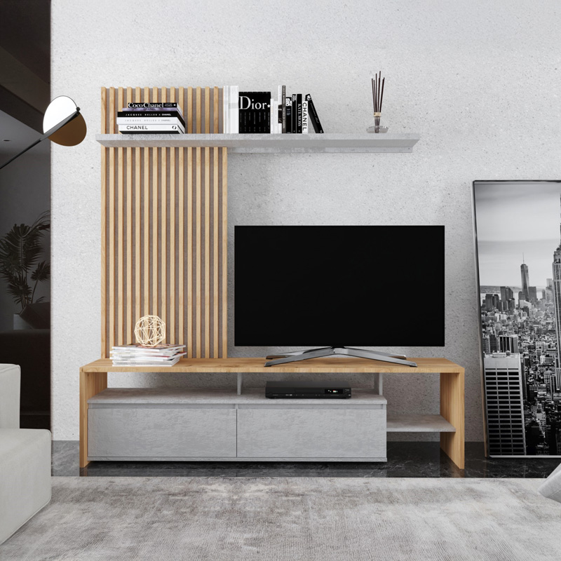 product_pako_192-000047 Σύνθετο σαλονιού Neo σε oak-γκρι απόχρωση 190x40x200εκ - Image 1