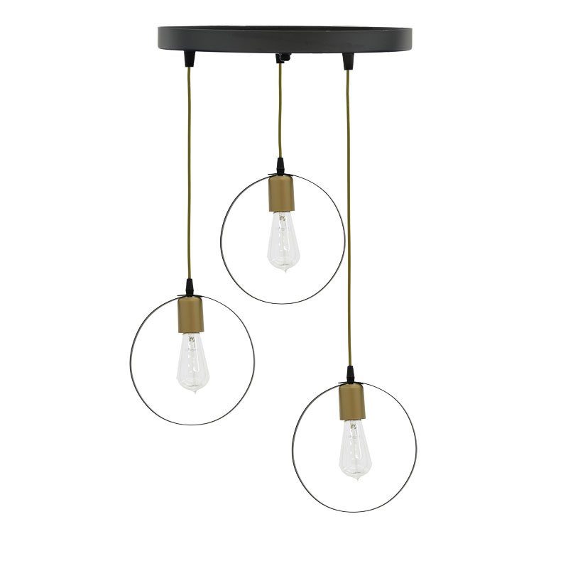 product_pako_193-000056 Φωτιστικό οροφής τρίφωτο Kasper E27 μαύρο-χρυσό Φ30x79εκ - Image 1