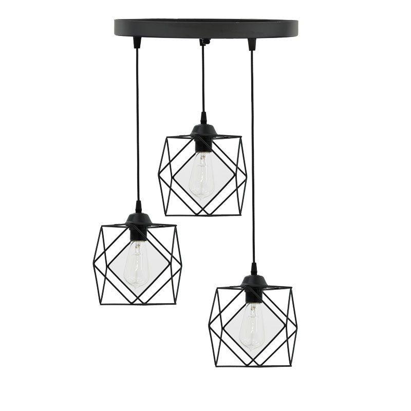 product_pako_193-000059 Φωτιστικό οροφής τρίφωτο Karin E27 μαύρο 30x30x90εκ - Image 1