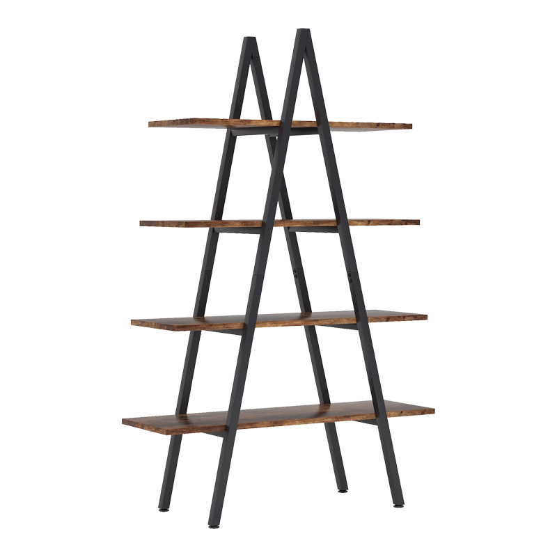 product_pako_197-000297 Βιβλιοθήκη Naroki μέταλλο μαύρο με καρυδί απόχρωση 90x30x155εκ - Image 1