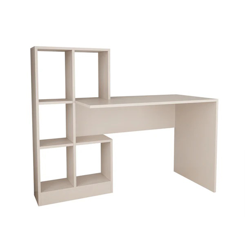 product_pako_197-000308 Γραφείο εργασίας με βιβλιοθήκη Dustin σε απόχρωση ανοιχτό γκρι 118x56x112εκ - Image 1