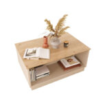 Τραπέζι Monik σε oak-ανοιχτό γκρι απόχρωση 90x56x40εκ - Image 3