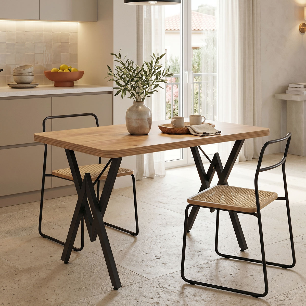 product_pako_197-000321 Τραπέζι Vertex oak με μαύρα μεταλλικά πόδια 110x70x72εκ - Image 1