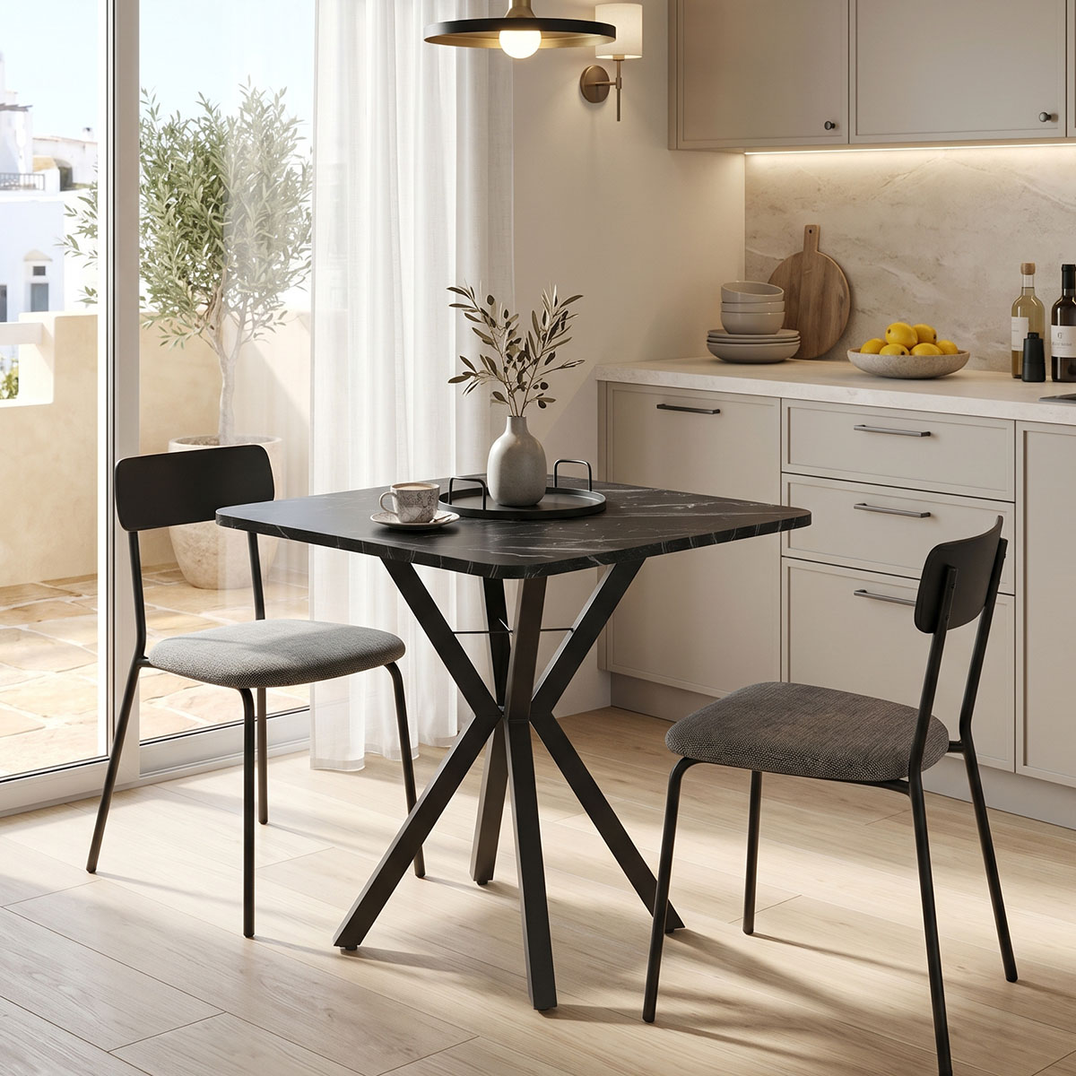product_pako_197-000324 Τραπέζι Arenya μαύρο εφε μαρμάρου- μαύρα μεταλλικά πόδια 70x70x72εκ - Image 1