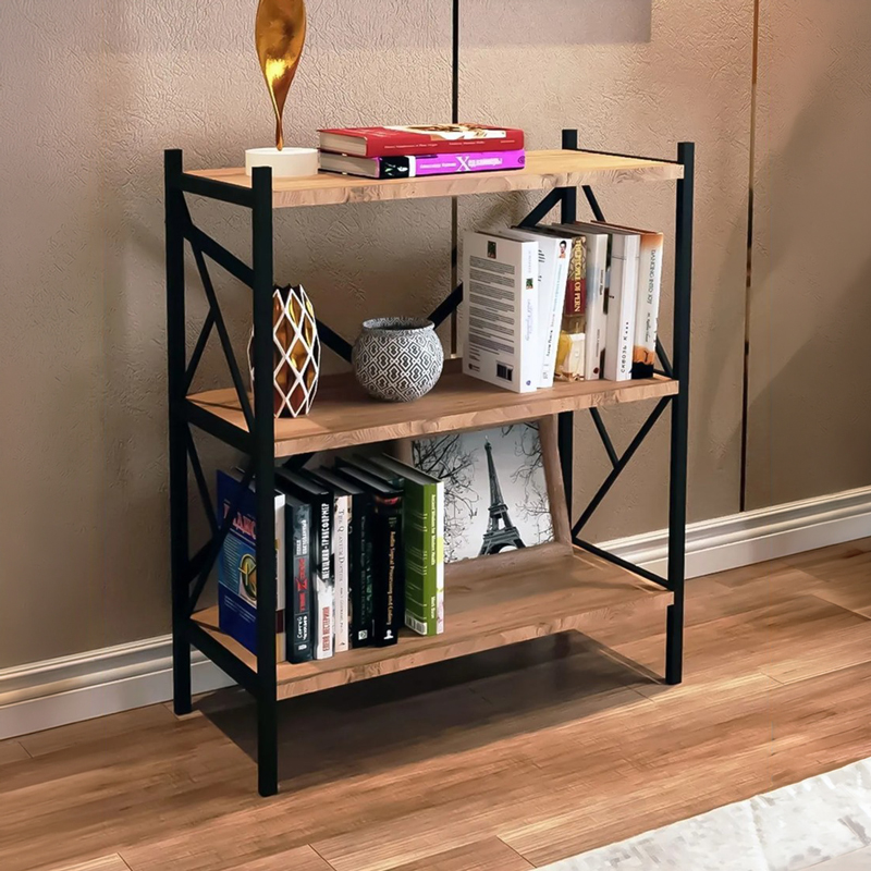 product_pako_197-000337 Ραφιέρα επιδαπέδια Althea oak με μαύρο μέταλλο 60x30x90εκ - Image 1