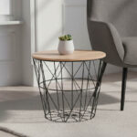 Βοηθητικό τραπέζι σαλονιού Jacot oak-μαύρο Φ38x30,5εκ