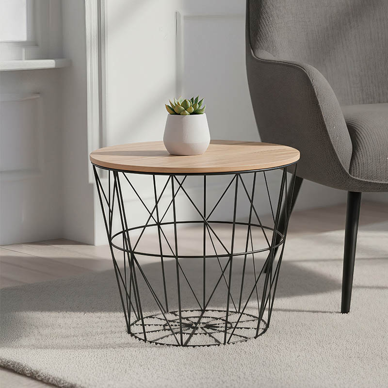 product_pako_199-000097 Βοηθητικό τραπέζι σαλονιού Jacot oak-μαύρο Φ38x30,5εκ - Image 1