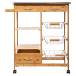 Τρόλεϊ-ραφιέρα 7όροφη Esla bamboo φυσικό-λευκό 73,5x37x86εκ - Image 2