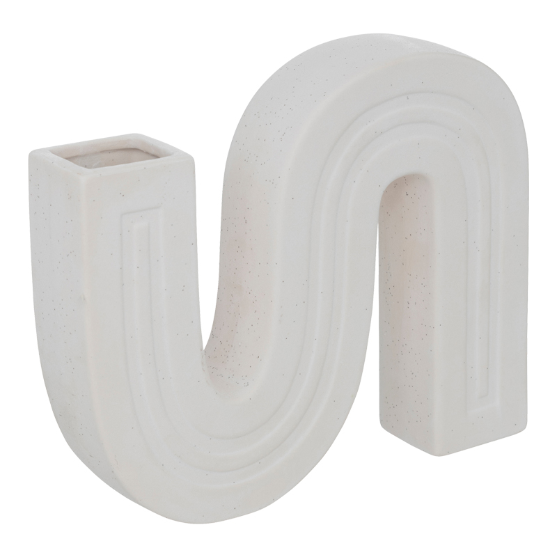 product_pako_199-000588 Βάζο Snaky κεραμικό σε λευκή απόχρωση 25x5x21εκ - Image 1