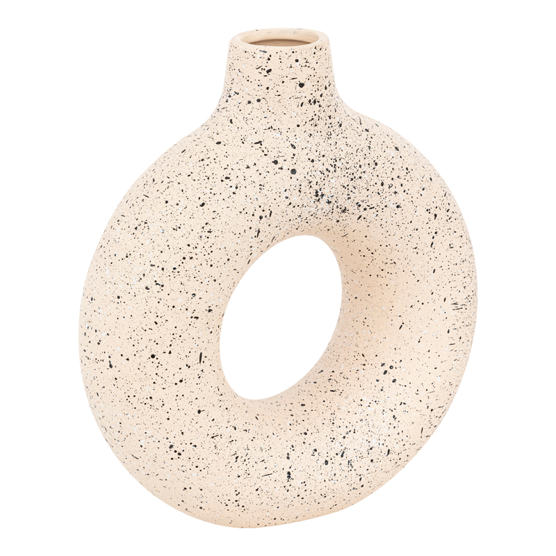 product_pako_199-000589 Βάζο Circkly κεραμικό σε λευκή-μαύρη απόχρωση 27x9.5x30εκ - Image 1