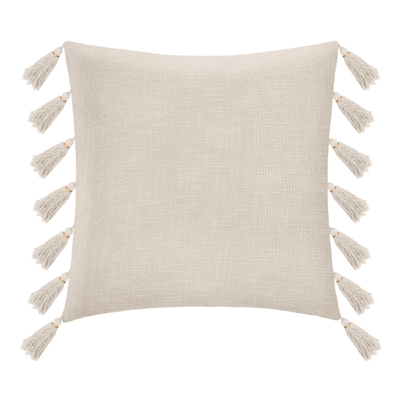 product_pako_199-000611 Μαξιλάρι διακοσμητικό Erden με κρόσσια ύφασμα σε ιβουάρ απόχρωση 50x50εκ - Image 1