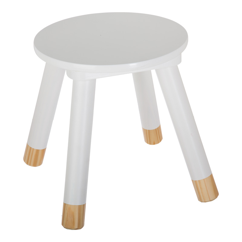 product_pako_199-000641 Παιδικό σκαμπό Kevou mdf-ξύλο πεύκου σε λευκή με φυσική απόχρωση Φ24x25.7εκ - Image 1