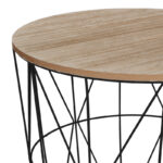 Βοηθητικό τραπέζι Kumi mdf επιφάνεια oak και μέταλλο σε μαύρη απόχρωση Φ40x41εκ - Image 2