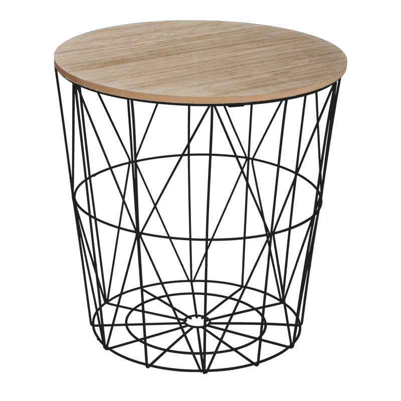 product_pako_199-000642 Βοηθητικό τραπέζι Kumi mdf επιφάνεια oak και μέταλλο σε μαύρη απόχρωση Φ40x41εκ - Image 1
