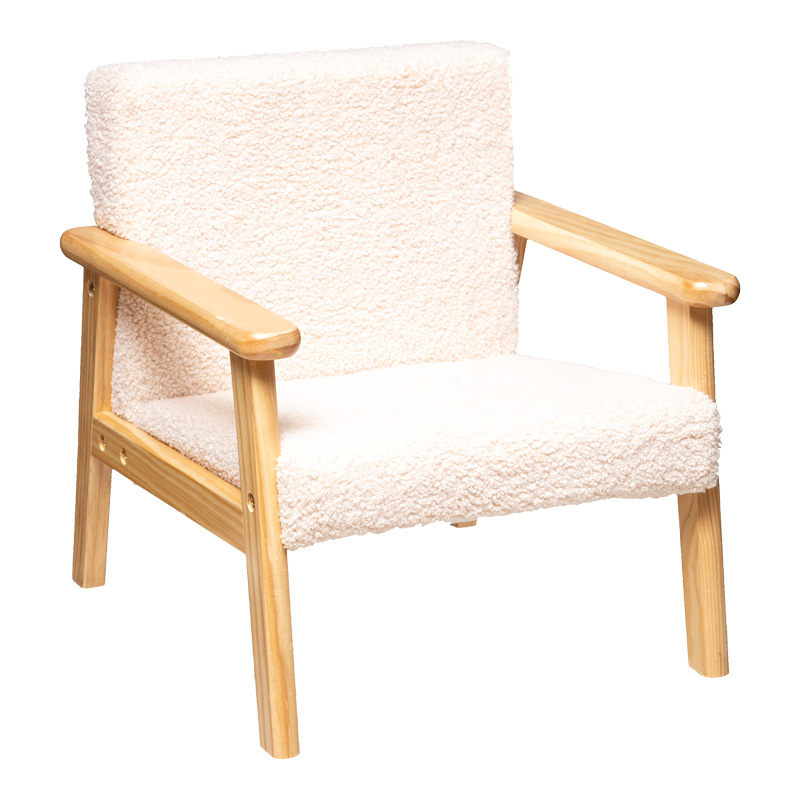product_pako_199-000655 Πολυθρόνα παιδική Basile μπουκλέ ύφασμα σε λευκή απόχρωση 43x43x46εκ - Image 1