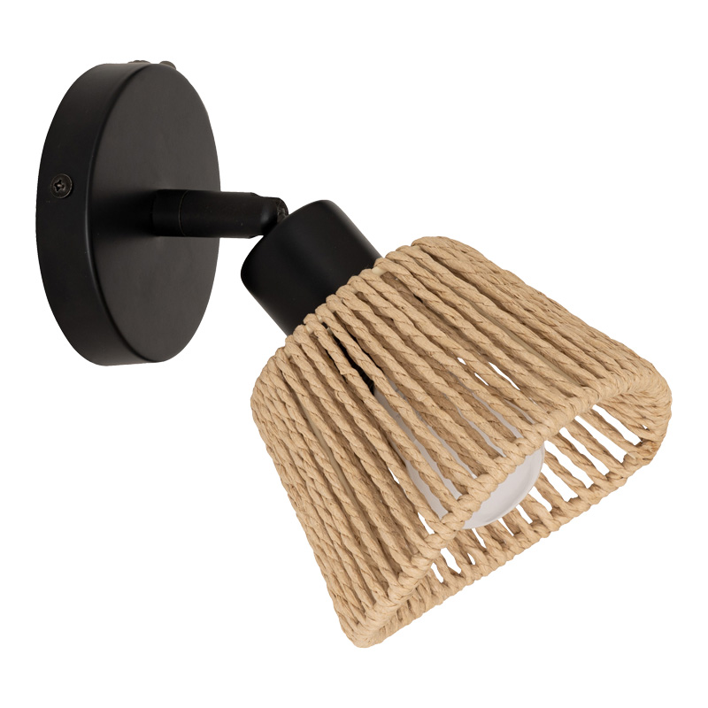 product_pako_199-000678 Φωτιστικό τοίχου-απλίκα Hender σε φυσική-μαύρη απόχρωση Φ10x19.5εκ - Image 1