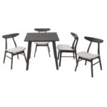 Tραπεζαρία Benson - Orlean σετ 5τμχ rustic grey - ύφασμα γκρι 80x80x75εκ - Image 2