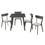 Tραπεζαρία Benson - Toto σετ 5τμχ rustic grey - ύφασμα grey 80x80x75εκ - Image 2