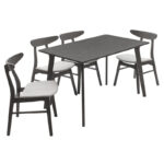 Tραπεζαρία Benson - Orlean σετ 5τμχ rustic grey-ύφασμα γκρι 120x75x75εκ - Image 3