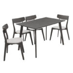 Tραπεζαρία Benson - Toto σετ 5τμχ rustic grey - ύφασμα γκρι 120x75x75εκ - Image 3