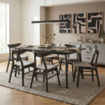 Tραπεζαρία Benson - Orlean σετ 7τμχ rustic grey - ύφασμα γκρι 150x90x75εκ