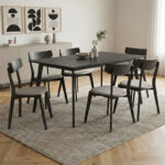 Tραπεζαρία Benson - Toto σετ 7τμχ rustic grey - ύφασμα γκρι 150x90x75εκ