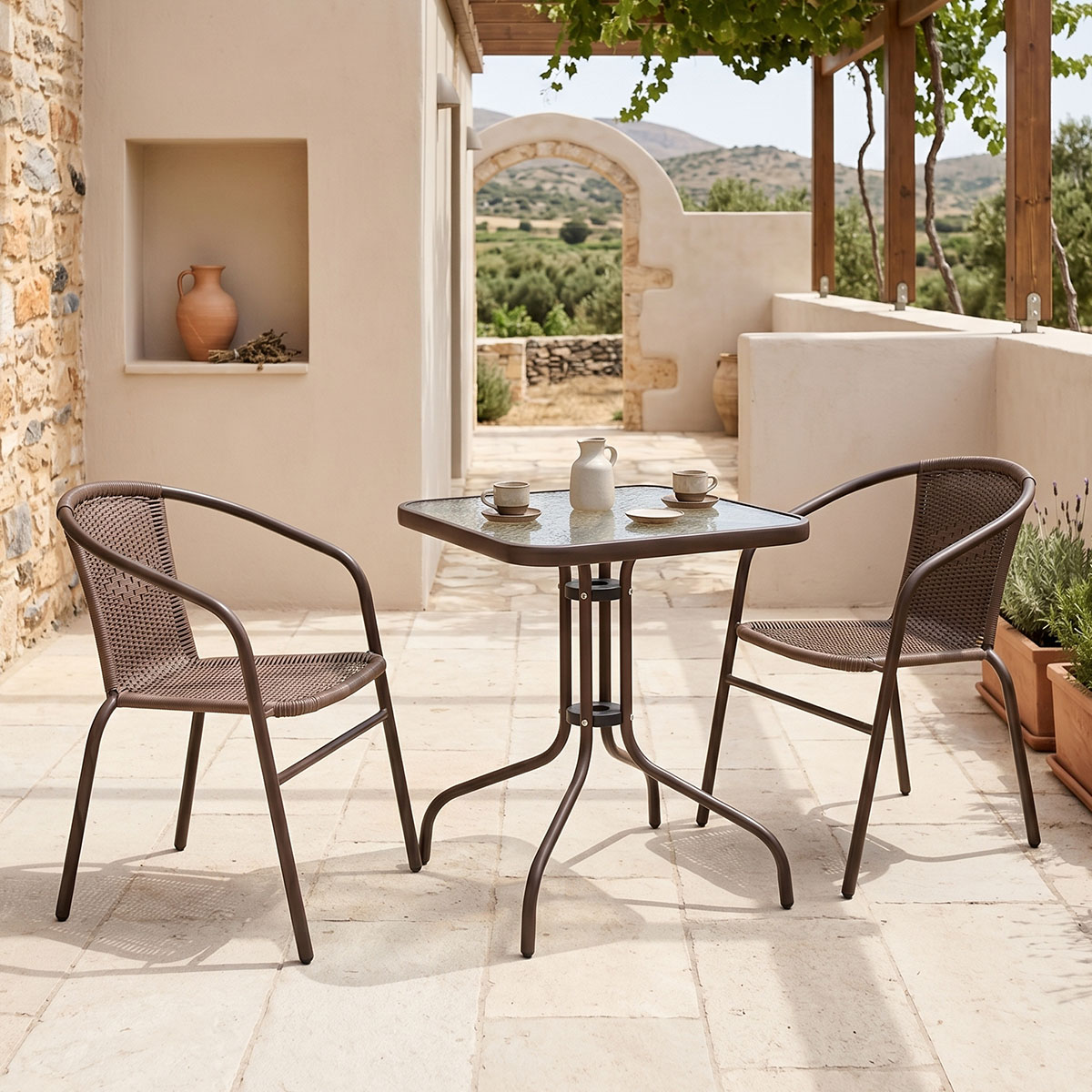product_pako_200-000304 Τραπεζαρία Obbi-Watson σετ 3τεμ μέταλλο-pe καφέ - Image 1