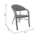 Σαλόνι Paula σετ 3τεμ μέταλλο-pe rattan καφέ - Image 5