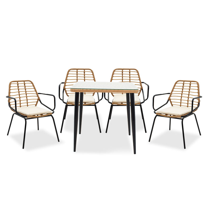 product_pako_200-000339 Τραπεζαρία Naoki σετ 5τεμ μέταλλο μαύρο pe φυσικό - Image 1