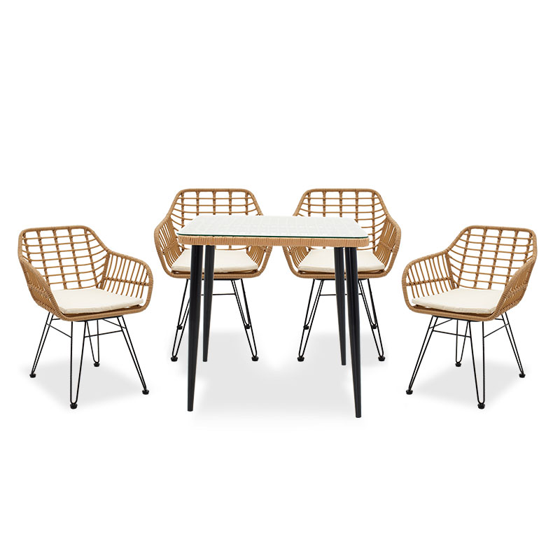 product_pako_200-000342 Τραπεζαρία Naoki σετ 5τεμ μέταλλο-μαύρο-pe φυσικό - Image 1