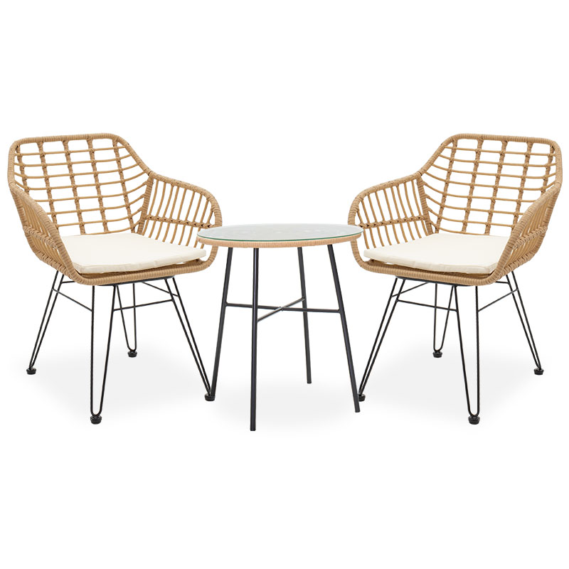 product_pako_200-000372 Τραπεζαρία Gaus-Naoki σετ 3τεμ μέταλλο μαύρο-pe φυσικό. - Image 1