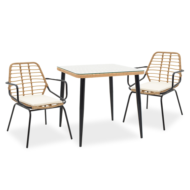 product_pako_200-000387 Τραπεζαρία Naoki σετ 3τεμ pe φυσικό-μέταλλο μαύρο - Image 1